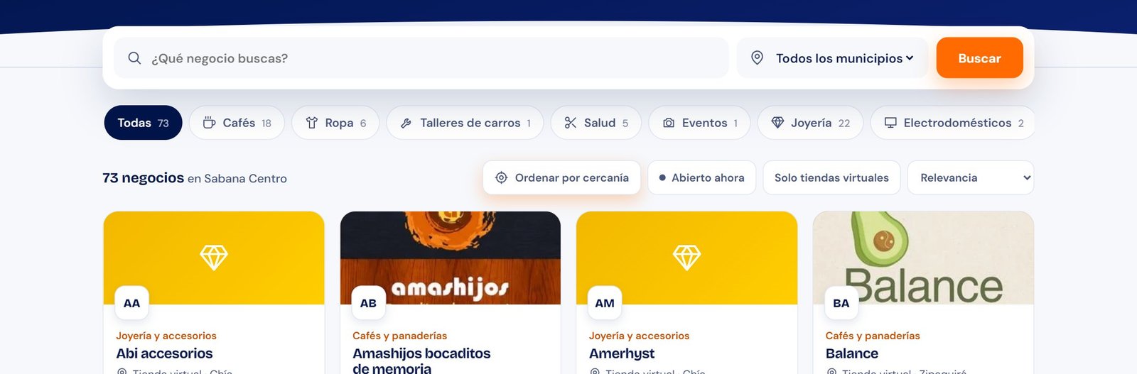 Directorio de Colnexo con negocios de Sabana Centro